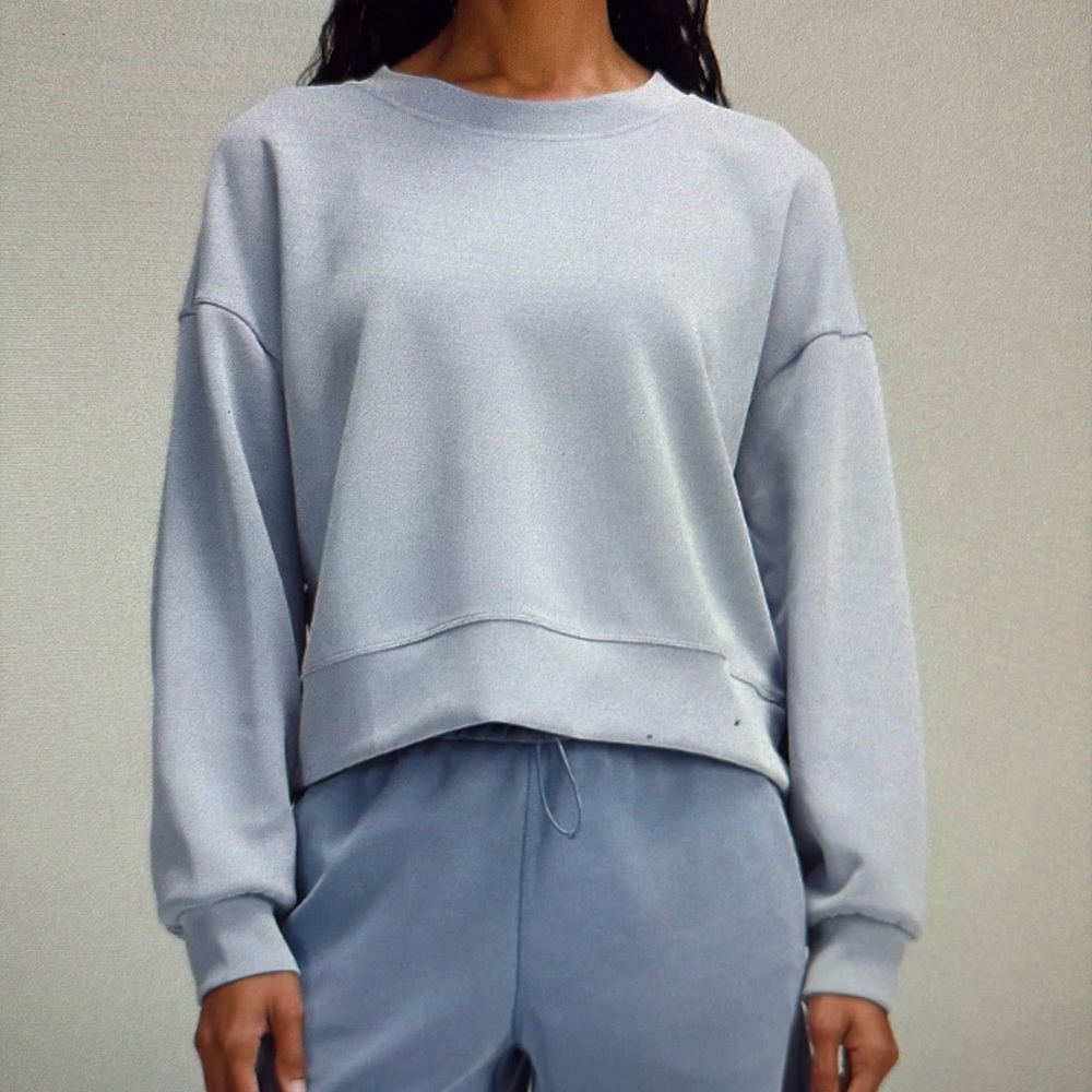 Lululemon Softstreme Perfectly Oversized Cropped Crew Blue Willow Sz 8